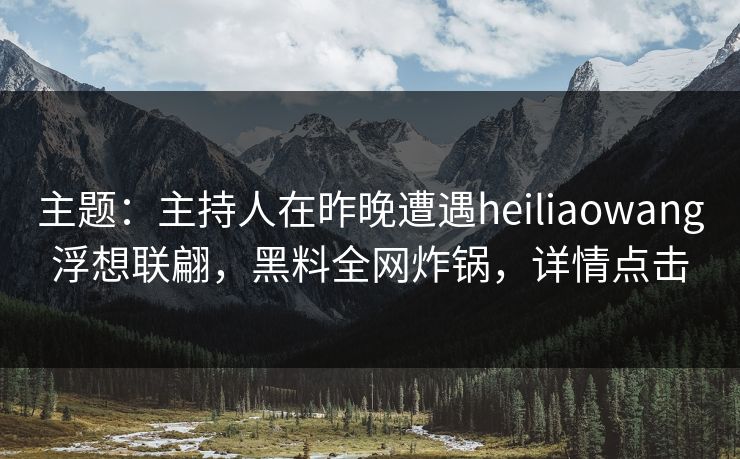 主题：主持人在昨晚遭遇heiliaowang浮想联翩，黑料全网炸锅，详情点击